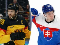 Previsão Alemanha x Eslováquia: probabilidades de hóquei olímpico masculino, melhor aposta quarta-feira Olimpíadas Milano Cortina 2026 - Hóquei no Gelo - Rodada Preliminar Masculina - Grupo B - Eslováquia x Finlândia - Arena de Hóquei no Gelo Milano Santagiulia, Milão, Itália - 11 de fevereiro de 2026. Juraj Slafkovsky da Eslováquia comemora seu primeiro gol.