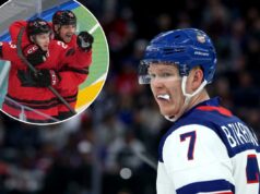 Previsão EUA x Canadá: probabilidades de jogo pela medalha de ouro no hóquei olímpico masculino, melhor aposta no domingo O canadense Nathan MacKinnon (29) comemora com Sam Reinhart (13) depois que MacKinnon marcou um gol contra a Finlândia durante o terceiro período de uma semifinal de hóquei no gelo masculino nos Jogos Olímpicos de Inverno de 2026 em Milão, Itália, sexta-feira, 20 de fevereiro de 2026. (AP Photo/Carolyn Kaster)