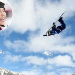 Um gráfico de linhas mostrando Chloe Kim com 66% de chance de ganhar uma medalha de ouro no halfpipe snowboard feminino.