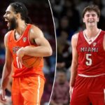 O guarda do Bowling Green, Javon Ruffin, sorrindo depois que uma falta foi marcada na UMass.