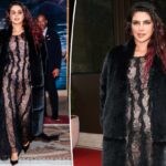Priyanka Chopra enfrenta o frio de Nova York em renda transparente