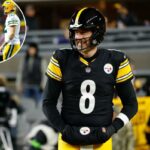 Aaron Rodgers se aquece antes do jogo dos playoffs do AFC Wild Card contra o Houston Texans no Acrisure Stadium em 12 de janeiro de 2026 em Pittsburgh, Pensilvânia.