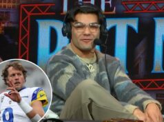 Puka Nacua revela o segredo que Matthew Stafford contou a ele antes do discurso do MVP O recebedor do Rams, Puka Nacua, comemora durante um jogo.