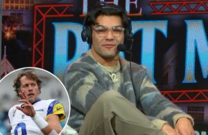 Puka Nacua revela o segredo que Matthew Stafford contou a ele antes do discurso do MVP O recebedor do Rams, Puka Nacua, comemora durante um jogo.