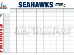 Quadrados do Super Bowl 2026: modelo de caixas para impressão para Seahawks vs. Quadrados do Super Bowl 2026: modelo de caixas para impressão para Seahawks vs.