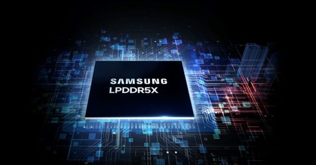 Relatório incompleto afirma que a Apple caiu na estratégia de negociação da Samsung sobre memória | Gráfico promocional mostra chip de memória Samsung LPDDR5X