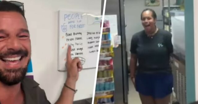 Ricky Martin visitou uma cafeteria. Uma placa dentro dizia que ele poderia ‘beber de graça’
