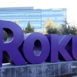 Roku's company logo is seen in front of Roku headquarters