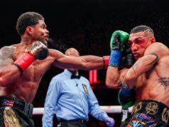 Shakur Stevenson domina Teofimo Lopez e se torna campeão das quatro divisões Shakur Stevenson dá um soco em Teofimo Lopez durante sua conquista do título em uma quarta categoria de peso, tomando uma decisão unânime em 31 de janeiro de 2026 para capturar o cinturão meio-médio júnior da WBO no Garden.