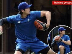 Shohei Ohtani parece empolgado em retorno ao treinamento de primavera dos Dodgers Shohei Ohtani nº 17 dos arremessos do Los Angeles Dodgers durante os treinos de primavera.