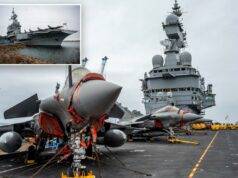 Suécia intercepta suposto drone russo durante visita de porta-aviões francês o porta-aviões francês Charles De Gaulle (R91) durante uma turnê de mídia enquanto estava atracado no cais do Porto Norte em Malmo, Suécia.