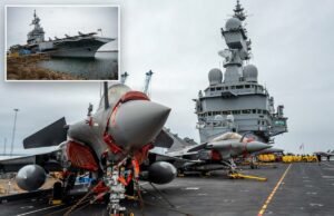 Suécia intercepta suposto drone russo durante visita de porta-aviões francês o porta-aviões francês Charles De Gaulle (R91) durante uma turnê de mídia enquanto estava atracado no cais do Porto Norte em Malmo, Suécia.