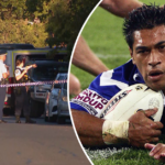 Pixs da liga de rugby tirados no estádio Telstra na partida entre CANTERBURY BULLDOGS e NEWCASTLE KNIGHTS. Pic mostra..MATT UTAI PONTUAÇÃO Pixs
