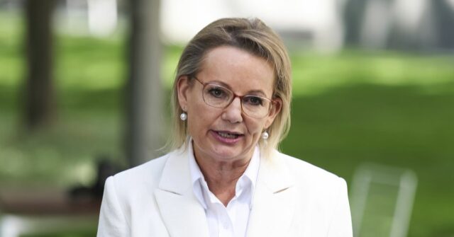 Sussan Ley discursa à mídia após uma reunião do Partido Liberal no Parlamento em Canberra na sexta-feira, 13 de fevereiro de 2026. fedpol Foto: Alex Ellinghausen