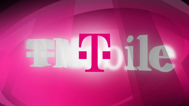 O logotipo da T-Mobile contra um fundo magenta