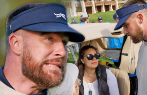 Travis Kelce verifica a mulher depois de acertá-la com uma bola de golfe travis kelce principal getty