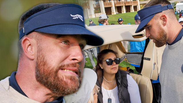 Travis Kelce verifica a mulher depois de acertá-la com uma travis kelce principal getty