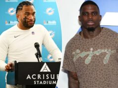 Tua Tagovailoa pode ser o próximo a partir, já que os Golfinhos fazem grandes mudanças O quarterback do Miami Dolphins, Tua Tagovailoa, em entrevista coletiva.