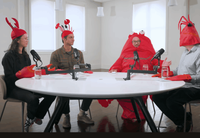 Y Combinator crew dressed like crabs