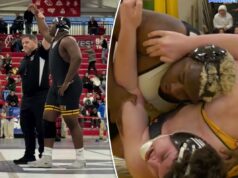 Valdey Pierre tem o ‘pódio’ em mente depois de levar Sachem North ao primeiro título municipal em 34 anos Dois lutadores lutando em um tatame, um com uniforme branco e preto e outro com uniforme preto e amarelo.