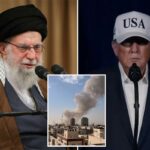 Uma nuvem de fumaça subindo de uma explosão em Teerã.