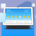 Um grupo de alto-falantes inteligentes Google Home e Nest flutuando em torno de um grande ícone de ponto de exclamação vermelho.