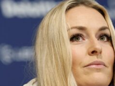 Vonn reflete sobre acidente em declive nas Olimpíadas de Inverno e lesão na tíbia Lindsey Vonn em ação.