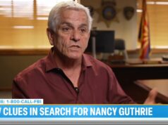 Xerife do Arizona diz aos espectadores do programa ‘Today’ que o sequestrador mascarado de Nancy Guthrie ‘tinha um alvo’ Em uma vista aérea, autoridades policiais e emissoras de notícias estão estacionadas fora da residência de Nancy Guthrie em 10 de fevereiro de 2026 em Tucson, Arizona
