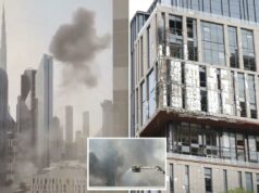 Centro Financeiro Internacional em Dubai atingido por drone kamikaze Centro Financeiro Internacional em Dubai atingido por drone kamikaze