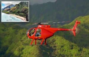 3 mortos e 2 feridos em acidente de helicóptero de turismo na ilha havaiana de Kauai Um helicóptero da Airborne voa pela Aviation sobre Kauai, no Havaí.