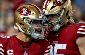 49ers Prediction Bags Arma dinâmica para QB Brock Purdy brock purdy and george kittle 49ers