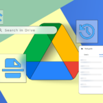 Ícone do Google Docs sendo revelado por um pano azul, cercado por um ícone de microfone vermelho, uma tag de usuário de tela inteligente e o logotipo do Planilhas Google.