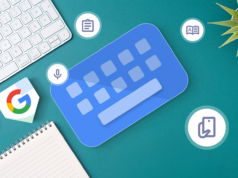 7 recursos subestimados do Gboard que você provavelmente não está usando Um mascote 3D do Android cercado por ícones que representam recursos como tela dividida, histórico da área de transferência, configurações rápidas, automação e navegação por gestos.