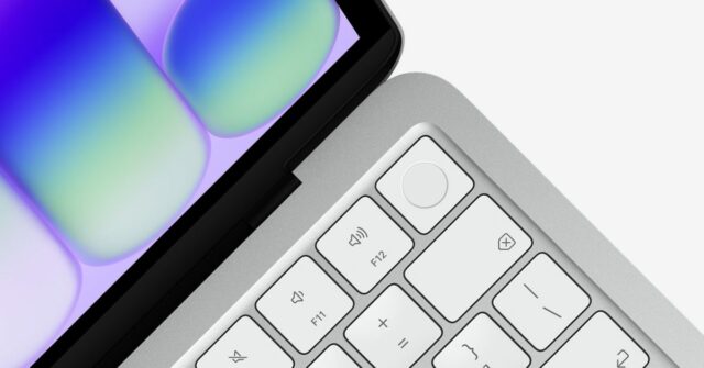 A Apple pode vender máquinas MacBook Neo de 4 a 5 milhões este ano, diz TrendForce | Foto aproximada de parte do teclado e da tela