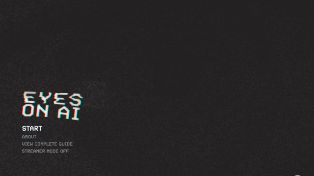 Uma janela pop-up verde em uma tela preta. Começa, 