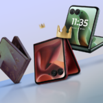 Smartphone Motorola Razr Fold com Moto Pen Ultra.