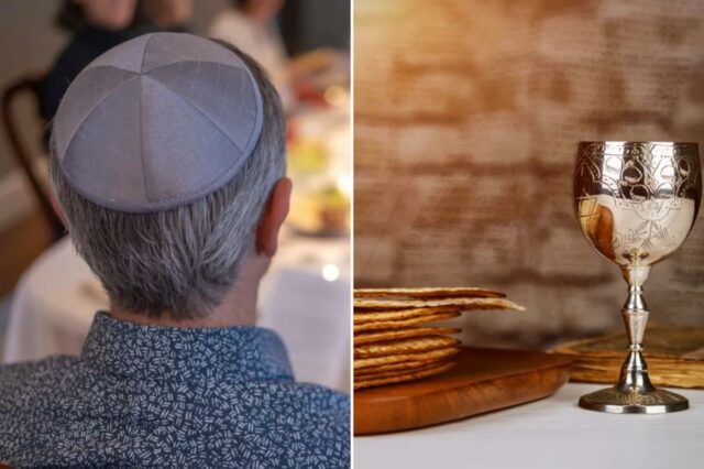 A Páscoa é um festival de liberdade – mas tenha Homem judeu usando um yarmulkeh, liderando um Seder de Páscoa.