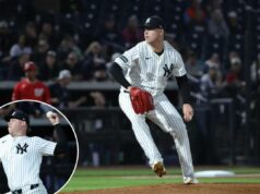 A abordagem de arremesso menos é mais de Ryan Weathers, dos Yankees, enfrentará o primeiro grande teste O arremessador do New York Yankees, Ryan Weathers # 40, arremessando no primeiro turno.