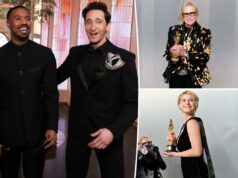 A agência de Hollywood que tem o direito de se gabar depois da noite do Oscar Jessie Buckley segurando uma estatueta dourada do Oscar enquanto fotógrafos tiram fotos.