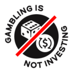 A coalizão Gambling Is Not Investing desafia os mercados de previsão em relação à proteção do consumidor nas apostas esportivas. Logotipo circular em preto e branco onde se lê “Jogar não é investir” na borda, com um dado e um símbolo de dólar dentro riscado por uma barra diagonal vermelha.