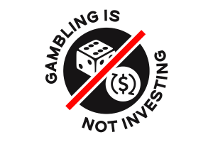 A coalizão Gambling Is Not Investing desafia os mercados de A coalizão Gambling Is Not Investing desafia os mercados de previsão em relação à proteção do consumidor nas apostas esportivas. Logotipo circular em preto e branco onde se lê “Jogar não é investir” na borda, com um dado e um símbolo de dólar dentro riscado por uma barra diagonal vermelha.