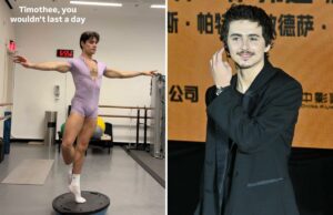 A dançarina de balé de Nova York se torna viral por esta resposta sobre-humana ao diss de Chalamet Jovan Furlan realizando um grand jeté em