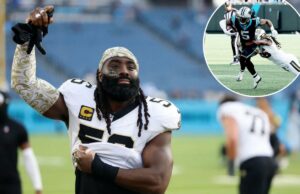 A decisão de Demario Davis de voltar para casa, para os Jets, foi ‘acéfala’ O linebacker do New Orleans Saints, Demario Davis (56), acena para os fãs nas arquibancadas enquanto sai do campo após um jogo entre o Tennessee Titans e o New Orleans Saints, em 28 de dezembro de 2025, no Nissan Stadium em Nashville, Tennessee.