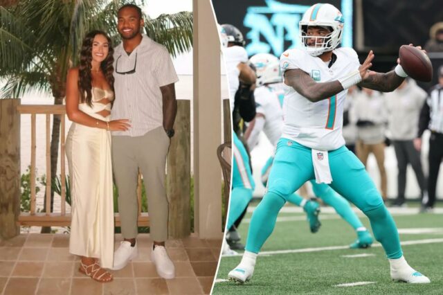 A esposa de Tua Tagovailoa reage à liberação do Dolphins QB quando surge um potencial local de pouso

