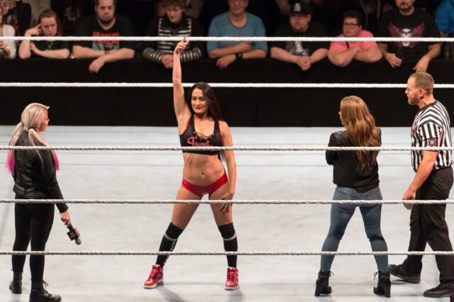 A estrela da WWE Nikki Bella supostamente ferida Nikki Bella in WWE ring with Alexa Bliss during live show in Germany