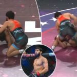 Arman Tsarukyan se prepara para enfrentar Dan Hooker, da Nova Zelândia, em luta de peso leve, durante o evento UFC Fight Night, na Ali Bin Hamad Al Attiyah Arena (ABHA Arena), em Doha, Catar, no dia 22 de novembro de 2025.