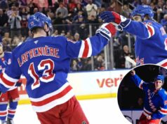 A linha superior do Rangers reconstruído está estimulando uma sequência de sucessos pós-Olimpíadas Mika Zibanejad (à direita) parabeniza Alexis Lafrenière após um de seus três gols na vitória do Rangers por 4 a 0 sobre o Flames em 10 de março de 2026, no Garden.