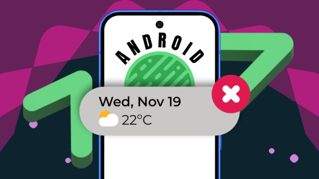 A monstruosidade mais persistente do Google pode finalmente ser excluída Um telefone com o logotipo do Android 16 na tela.