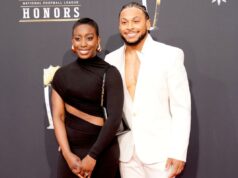 A noiva da estrela dos Buccaneers correu para ajudar a mulher atropelada por um carro antes do Fanatics Flag Football Classic (Da esquerda para a direita) Tessa Mpagi e Antoine Winfield Jr. participam do 13º Annual NFL Honors no Resorts World Theatre em 8 de fevereiro de 2024 em Las Vegas, Nevada.