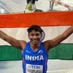 A saltadora tripla indiana Selva Prabhu ganha medalha de prata no campeonato indoor da NCAA